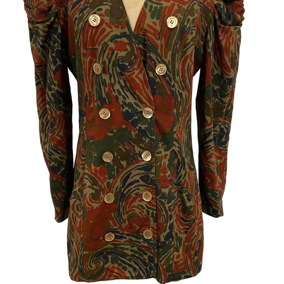 Vintage Long Line Blazer Puff Sleeve Floral By Gina Danova Size 10 - Picture 6 of 14